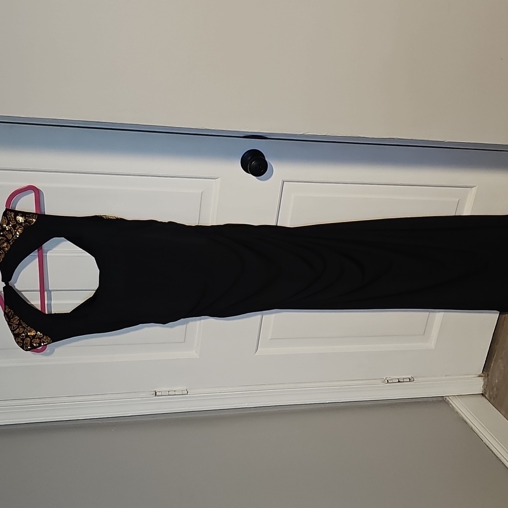 Spense Black Dress with Gold Accents - Picture 4 of 6